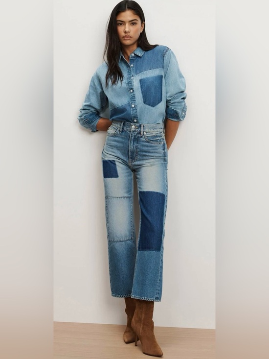 Veronica Beard Denim - Veronica Beard Dylan High Rise Patchwork Straight-Leg Ankle Jeans $398 Size 26